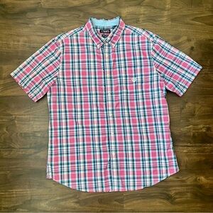 Chaps Ralph Lauren Short Sleeve Button Down Shirt Pink/Blue Plaid Men’s Size XL